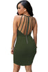 Army Green Strap Back Hollow-out Dress